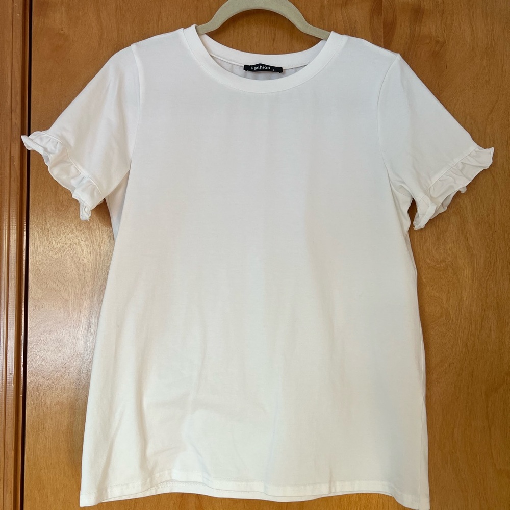 White Ruffle Sleeve Top